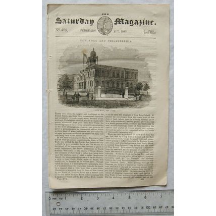 1840 The Saturday Magazine No. 489 New York, Philadelphia, Perfumes, Lunatics &c