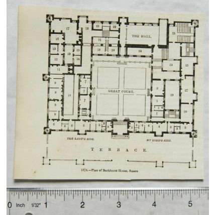 1860s engraving - Plan of Buckhurst House, Sussex