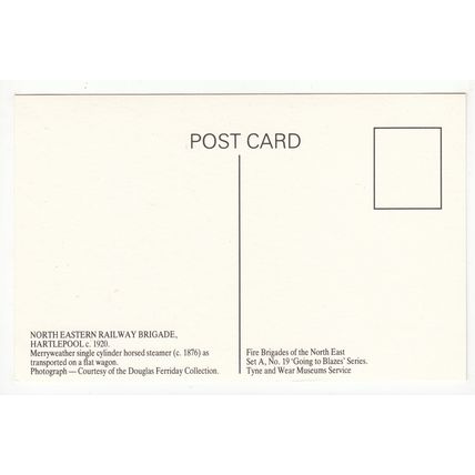 North Eastern Railway Fire Brigade Hartlepool Reproduction Postcard A19