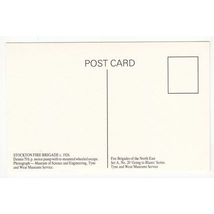 Stockton Fire Brigade Reproduction Postcard A20