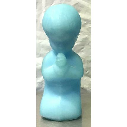 Blue Praying Boy figurine Fenton Art Glass Satin Peking 3 3/4" tall Vintage