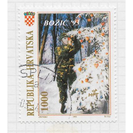 CROATIA 1993 CHRISTMAS XMAS SOLDIER BATTLEFIELD SNOW TREE DECORATIONS USED CDS