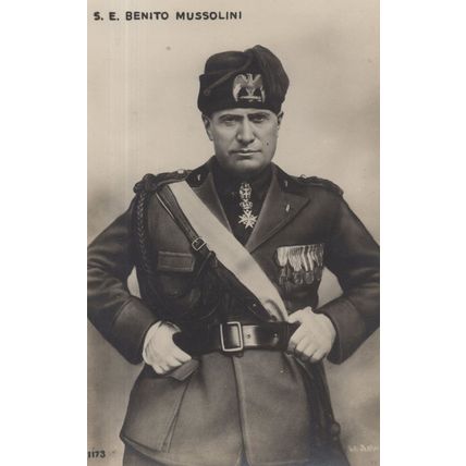 Benito Mussolini In Military Uniform Italy Political Dictator RPC Postcard