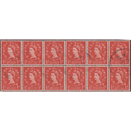 GB 1954 0.5d Orange block 12 lightly used SG 515