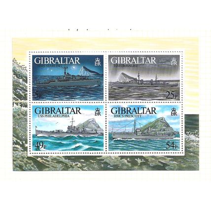 Gibraltar.Second World War Warships (4th series) Mini Sheet 779.Mntd Mint.Nov23