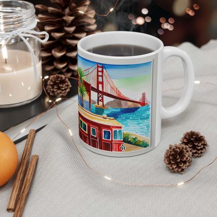 At the Cafe Golden Gate Bridge California #21 Mug Ceramic Coffee Mug 11oz