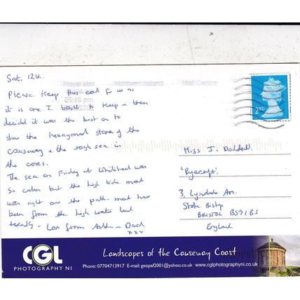 Giants Causeway Northern Ireland Postcard posted 2002 creased