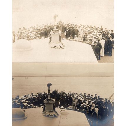Military Ship Funeral Service Ship Navy Sailor WW1 2x Old War Postcard s