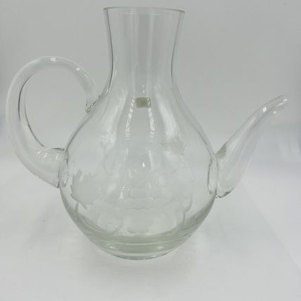 WMF Pitcher Glass Etched Grapes Jug Vintage Germany Home Decor Clear