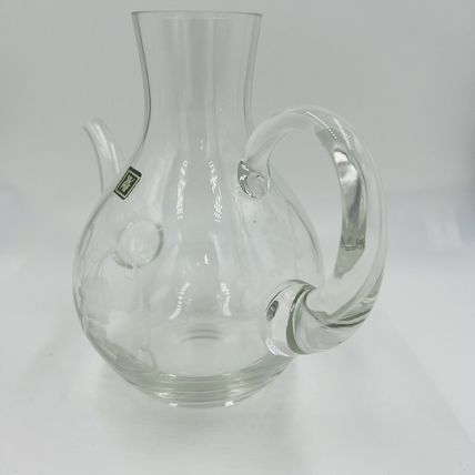 WMF Pitcher Glass Etched Grapes Jug Vintage Germany Home Decor Clear