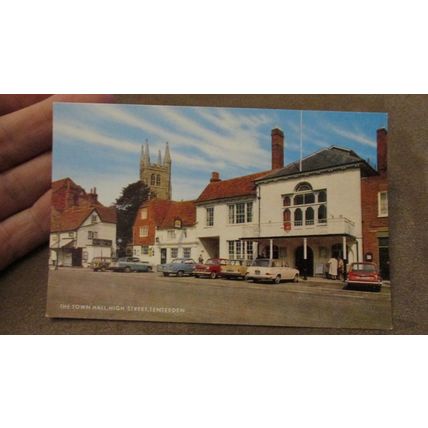 1960s J Salmon Postcard - Old cars @ Town Hall - High Street, Tenterden - Kent