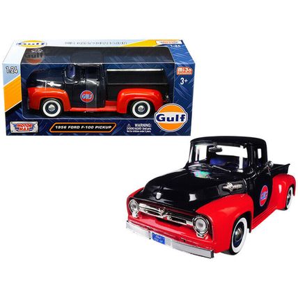 1956 Ford F-100 Pickup Truck "Gulf" Dark Blue and Red 1/24 Diecast Model Car ...