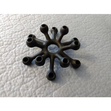 PAIR OF 1960s MODERN DANSK CAST BLACK METAL CANDLE HOLDERS by JENS QUISTGAARD