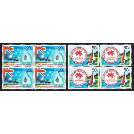 Cocos (Keeling) Is. Sailing Southern Cross 2v Blocks of 4 1979 MNH SG#32-33