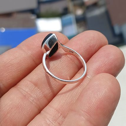 Minimalist Black Onyx silver Ring, Sterling Silver Ring, Gift, black Onyx Gem