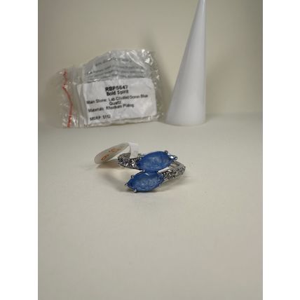 NIB Bomb Party Sz6 Revealed BP Ring RBP6647 Bold Spirit LC Blue Quartz Rhodium P