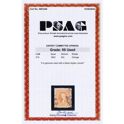 310, Used XF 50¢ With Graded 95 PSAG Certificate - Stuart Katz