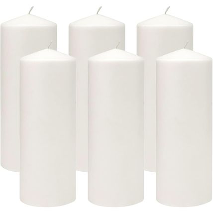 Stonebriar Unscented White Tall Pillar Candles, 80 Hour Burning Candle Pillars,