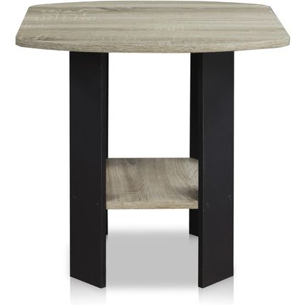 Furinno Simple Design End Table, 2-Pack, French Oak Grey/Black
