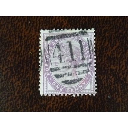 1881 GB Queen Victoria SG172 1d lilac used stamp Kendal 411 duplex numeral 3