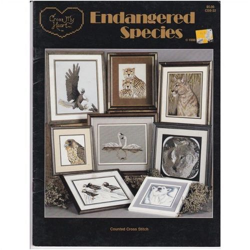 1988 ENDANGERED SPECIES Counted Cross Stitch Book 9 Animal Designs