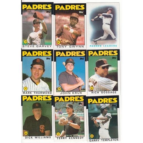 1986 Topps San Diego Padres team set 34 cards with traded - Kruk RC