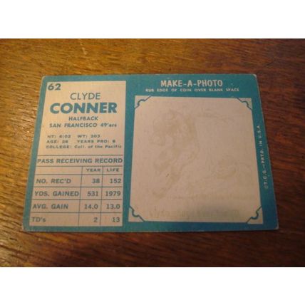 1961 Topps, CLYDE CONNOR, #62, San Francisco 49ers