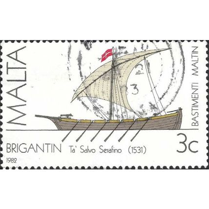 MALTA, SHIP, Ta Salvo Serafino, oared brigantine 1531, white 1982, 3c