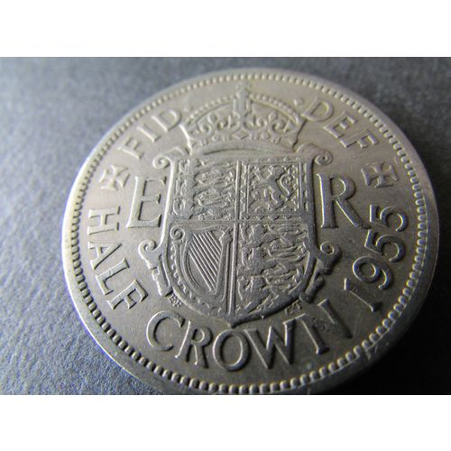 1955 QUEEN ELIZABETH II HALF CROWN - COIN - 2 FREE POST. W