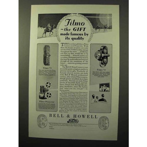 1928 Bell & Howell Filmo 70 and 75 Movie Cameras Ad - Quality