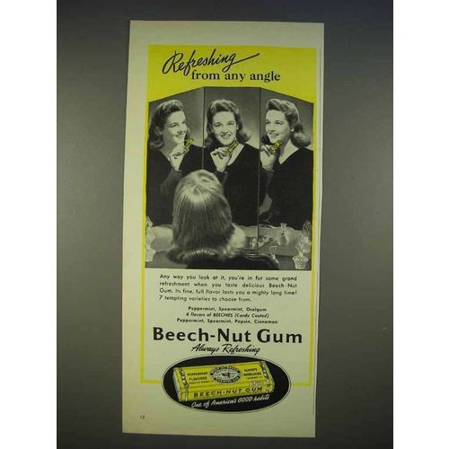 1940 Beech-Nut Gum Ad - Refreshing From Any Angle