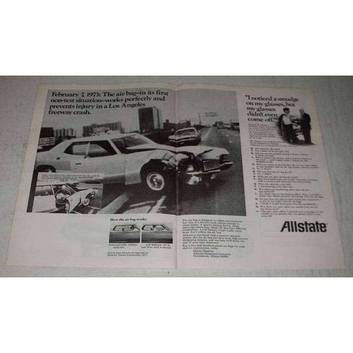 1973 Allstate Insurance Ad - Air Bag First Non-Test