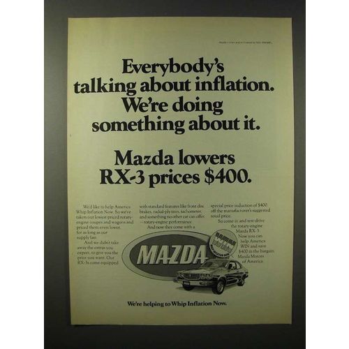 1975 Mazda RX-3 Car Ad - Talking About Inflation