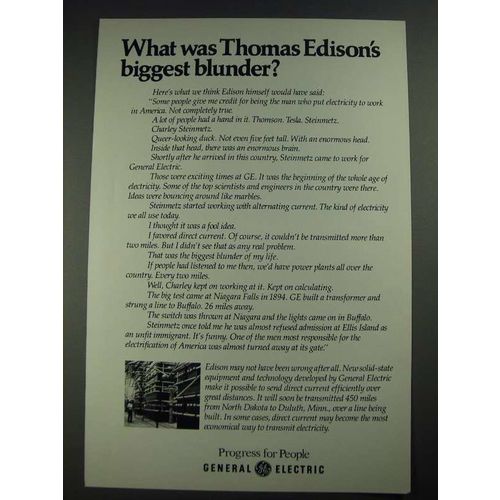 1977 General Electric Ad - Thomas Edison's Biggest Blunder?