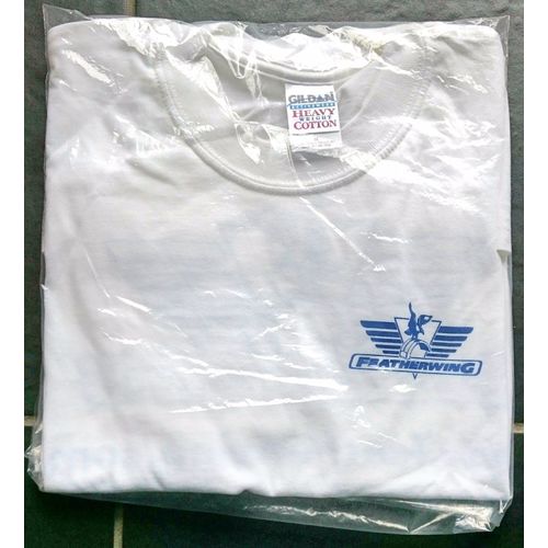 White T-Shirt with Featherwing Logo - Size Medium