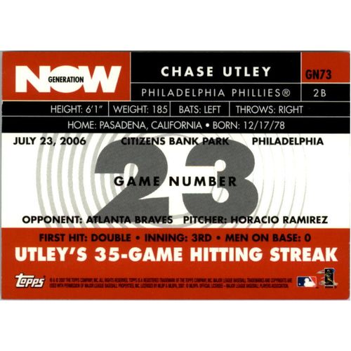 2007 Baseball Topps Generation Now Chase Utley #GN73