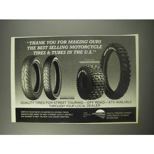 1990 Greenball Barracuda and Ground Buster Tires Ad - Thank you