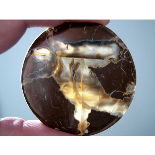 Giant Thunderegg Agate Cabochon: Cavern Scene with White Tube Tendrils; 174.5cts