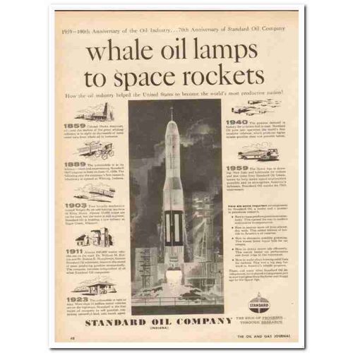 STANDARD OIL COMPANY 1959 Indiana whale lamp space rocket vintage ad