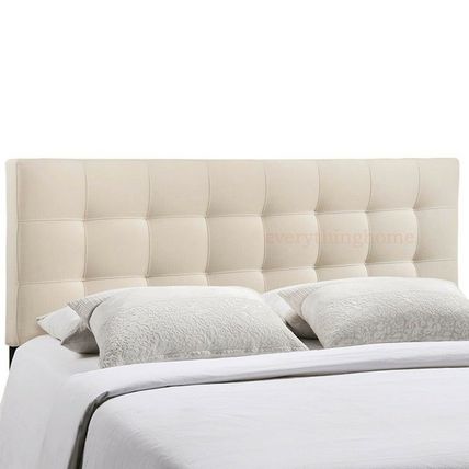 King Fabric Headboard Button Tufted Upholstered Beige, Gray, White, Navy Blue