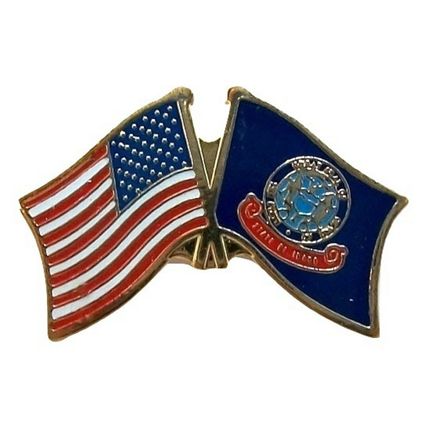 United States Flag and Idaho State Flag Hat Tac or Lapel Pin