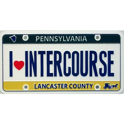 I Love Intercourse Lancaster County Pennsylvania License Plate Souvenir Fridge