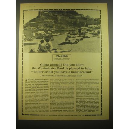1966 Westminster Bank Ad - Going abroad?