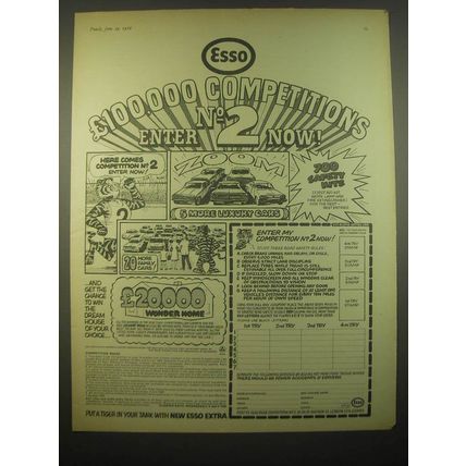 1966 Esso Oil Ad - Esso £100,000 competitions enter No. 2 now!