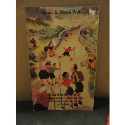 HIKING IN NORTH WALES, unused vintage postcard by Valentine =