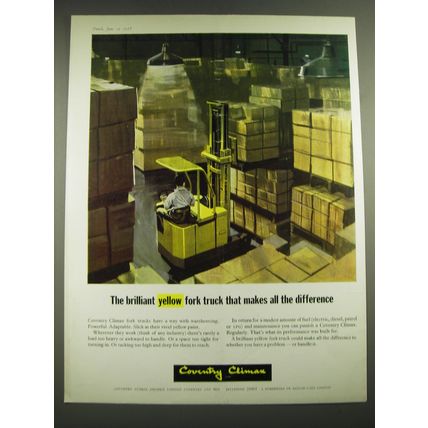 1968 Coventry Climax Fork Trucks Advertisement - The brilliant yellow fork truck