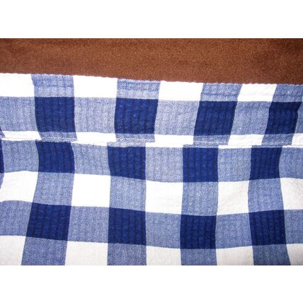 Vintage Blue and White Checked Red Edged Half Apron