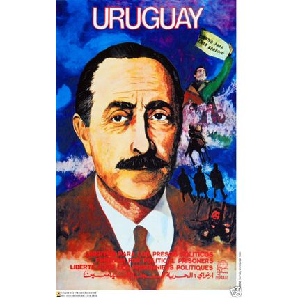 Political OSPAAAL POSTER.URUGUAY Free Prisoners.am68.Revolution History art