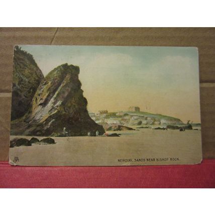 BISHOP ROCK, NEWQUAY, CORNWALL. used antique postcard by Raphael Tuck 1908 pm =