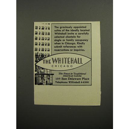 1952 The Whitehall Hotel Advertisement
